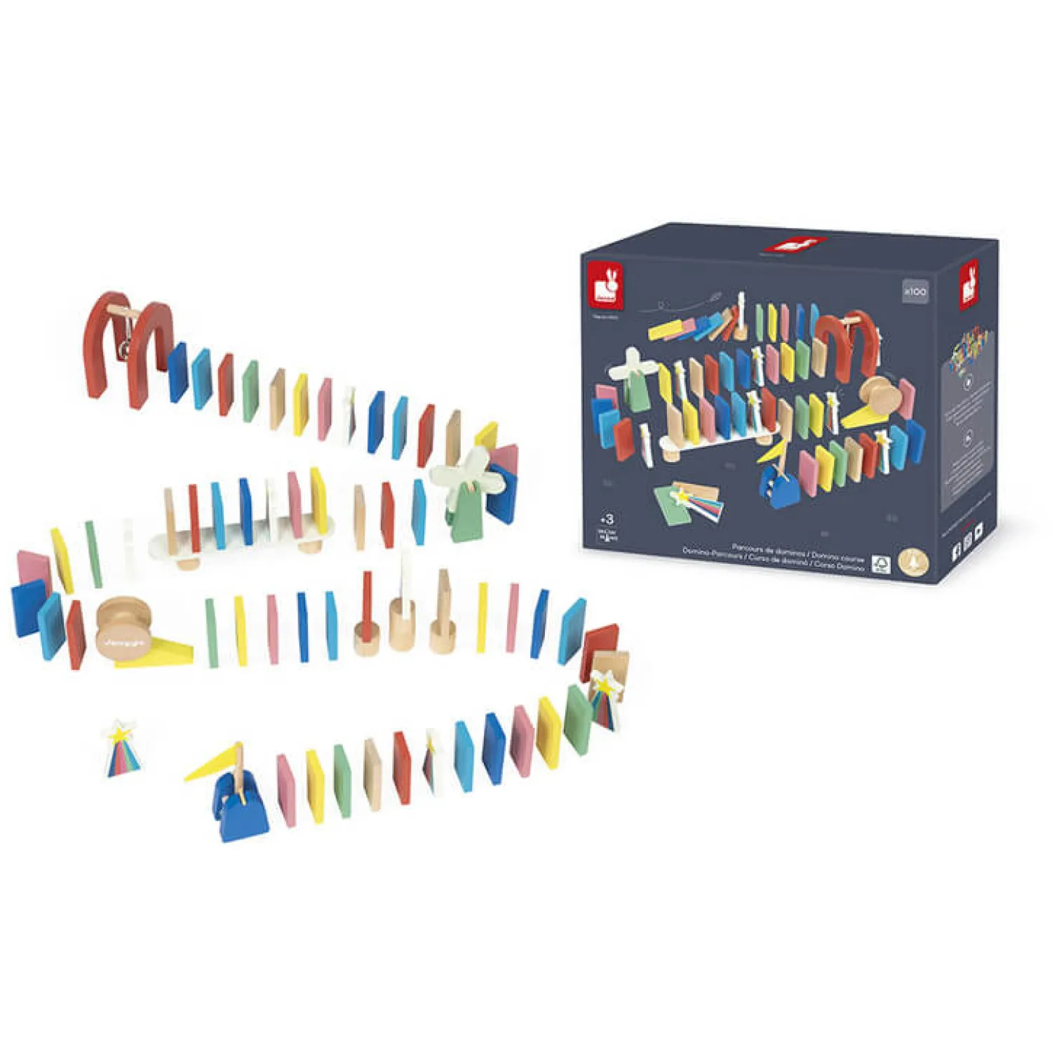 Janod Domino Tor przeszkód 100 el. 3+