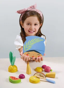 Tender Leaf Toys Drewniana deska z owocami tropikalnymi do krojenia