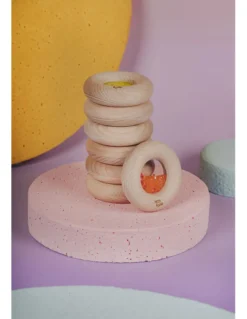 Petit Boum Drewniana zabawka sensoryczna Donut Calm - turkusowy
