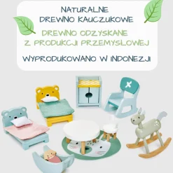 Tender Leaf Toys Drewniane meble do domku dla lalek - pokój dziecięcy