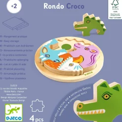 Djeco Drewniane okrągłe puzzle RONDO CROCO