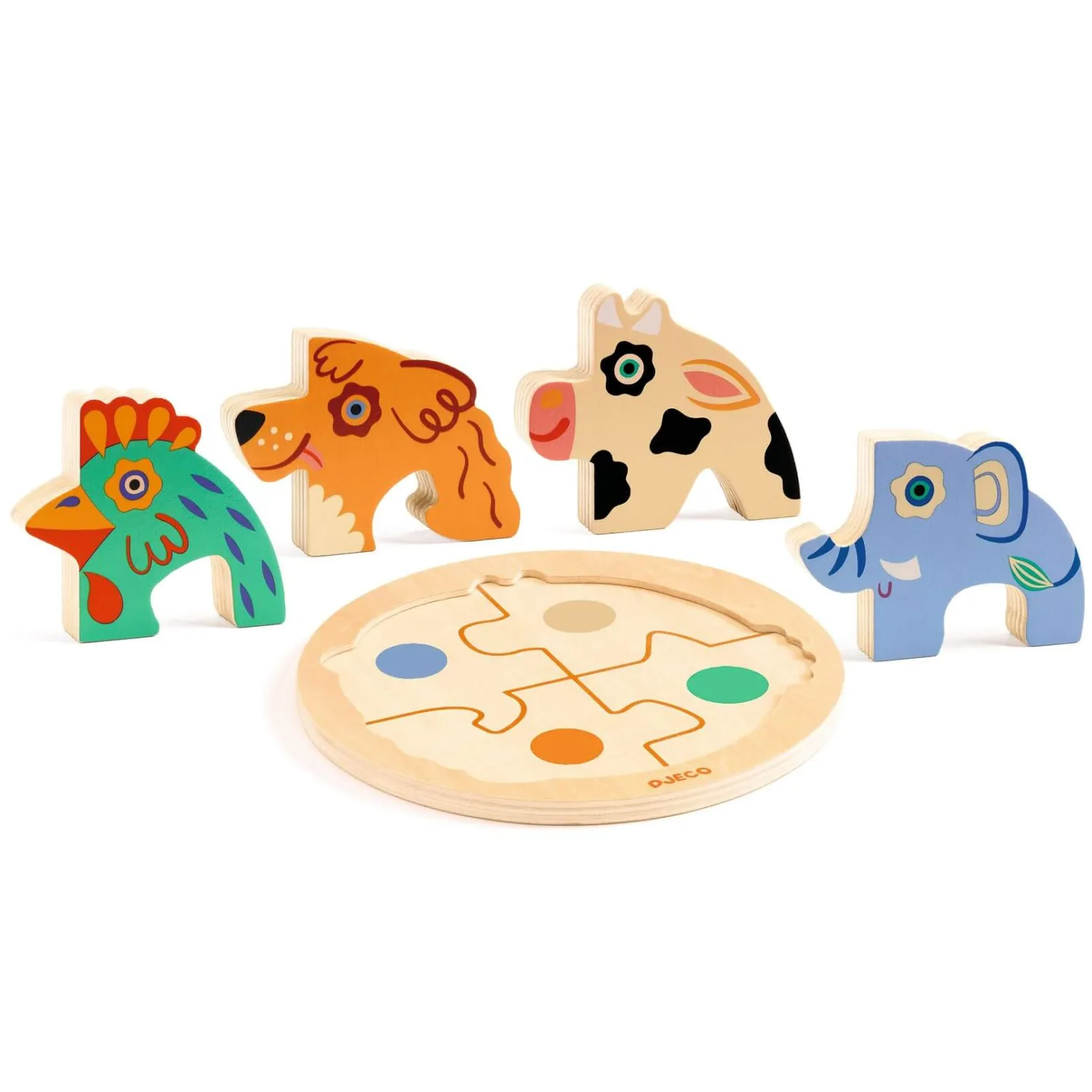 Djeco Drewniane okrągłe puzzle RONDO DOG