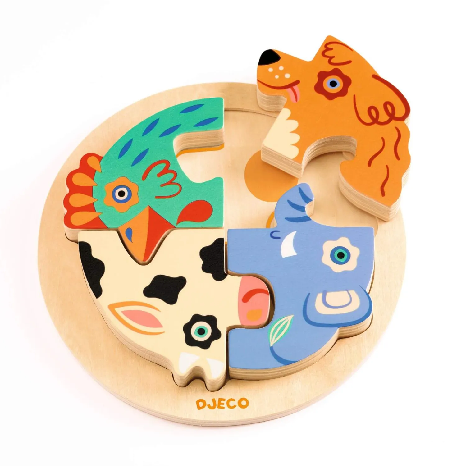 Djeco Drewniane okrągłe puzzle RONDO DOG