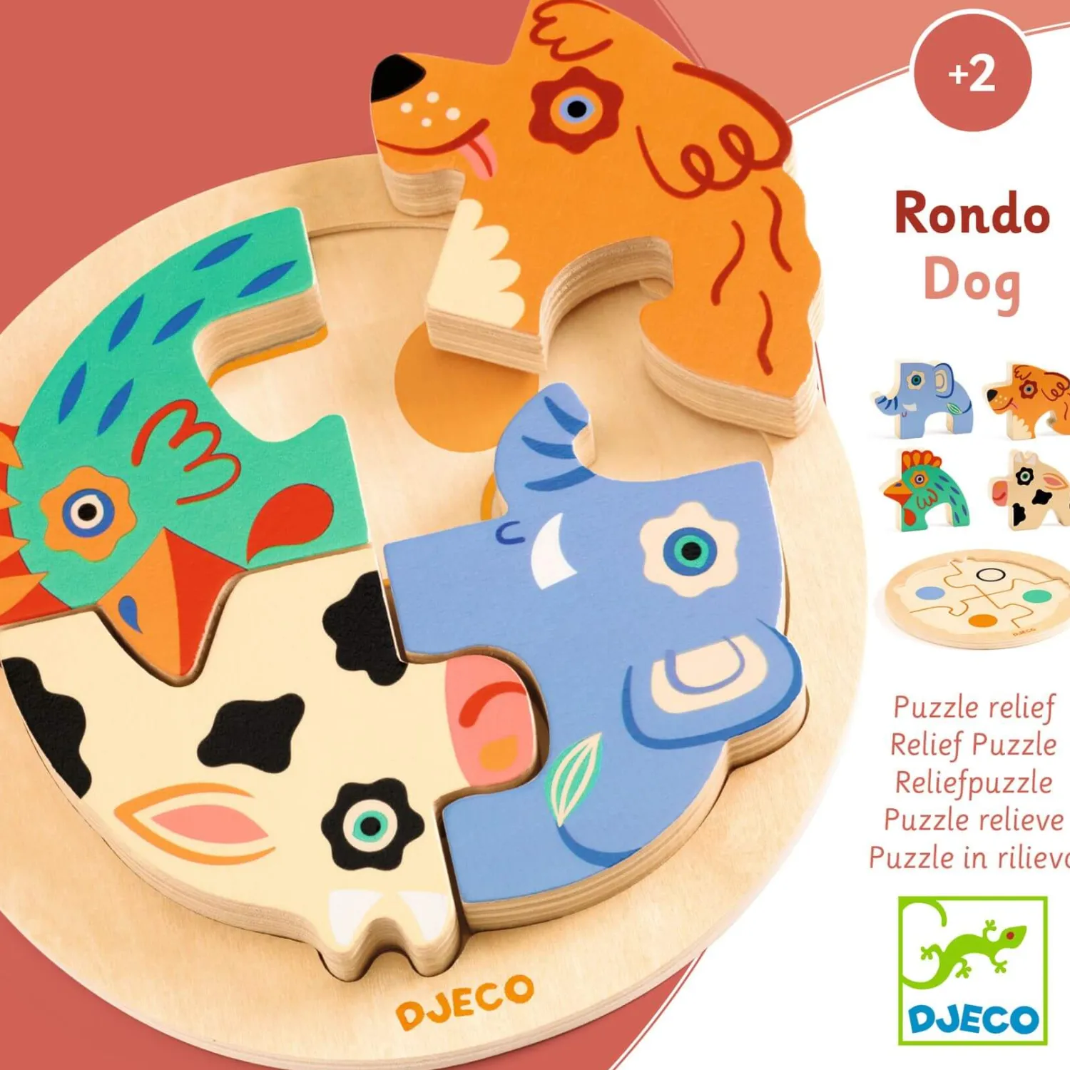 Djeco Drewniane okrągłe puzzle RONDO DOG