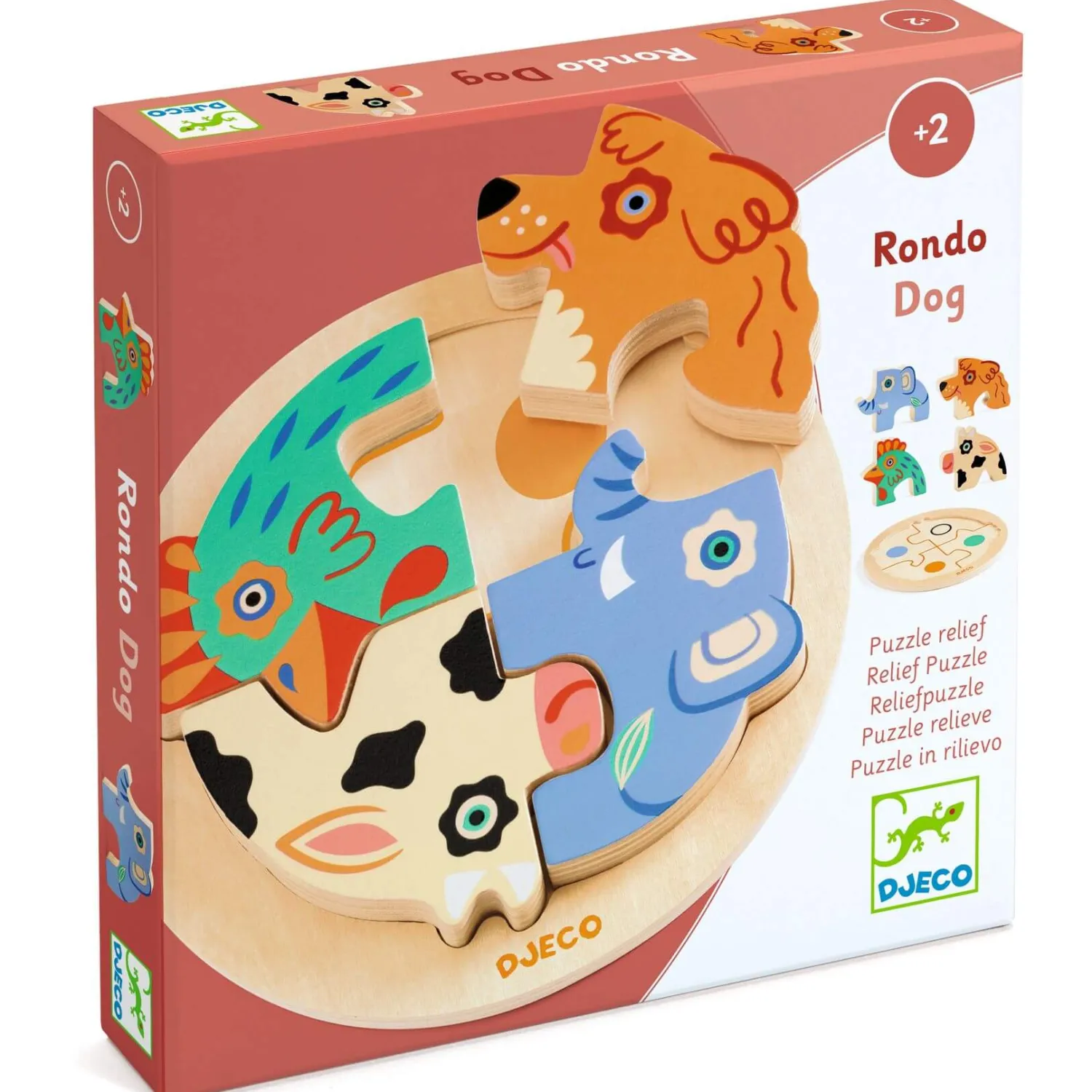 Djeco Drewniane okrągłe puzzle RONDO DOG