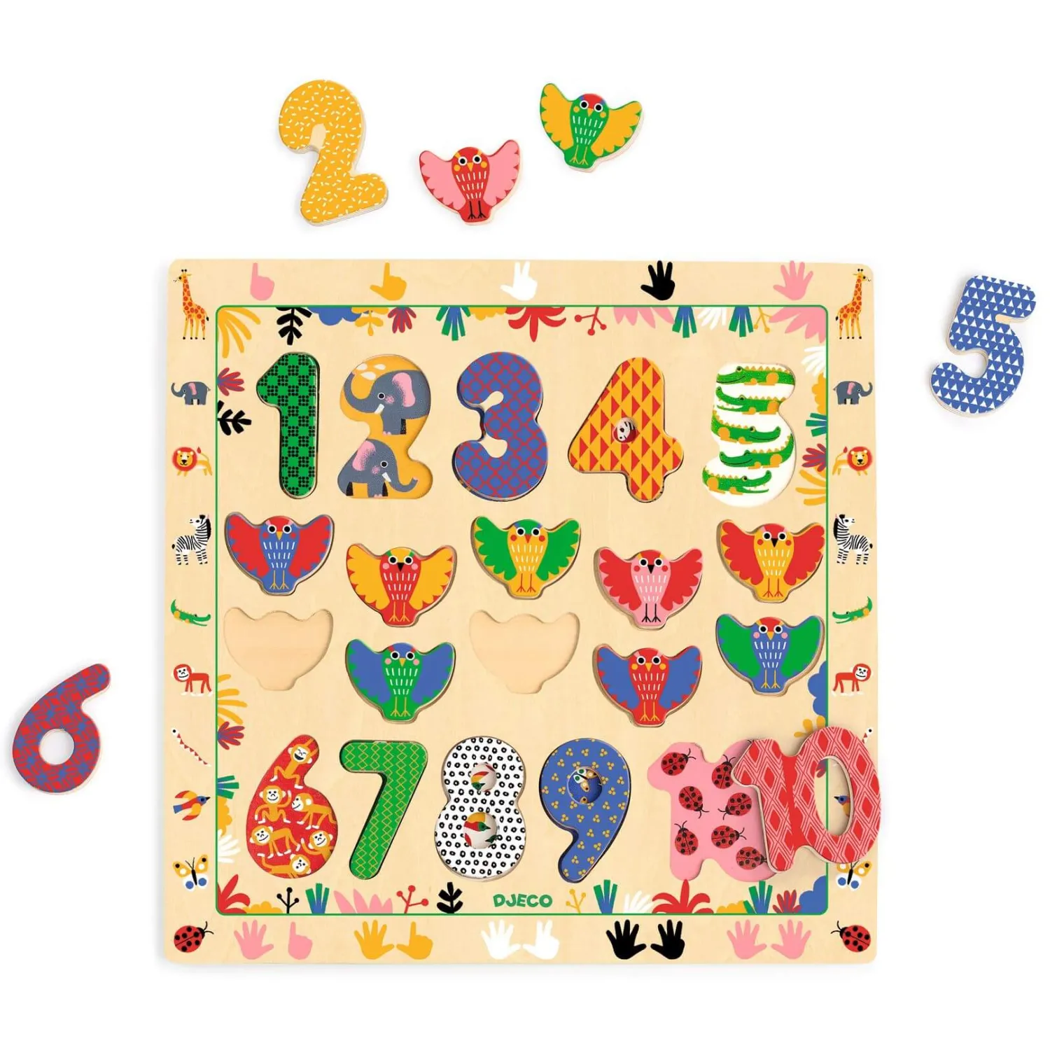 Djeco Drewniane puzzle LICZBY 1-10