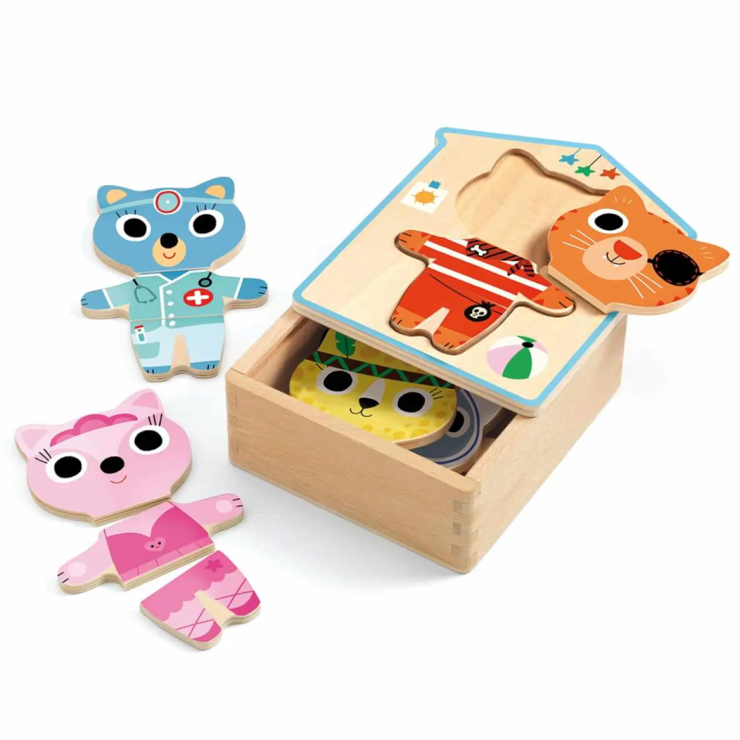 Djeco Drewniane puzzle PRZEBIERANKI