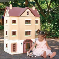 Tender Leaf Toys Drewniany czteropiętrowy domek dla lalek