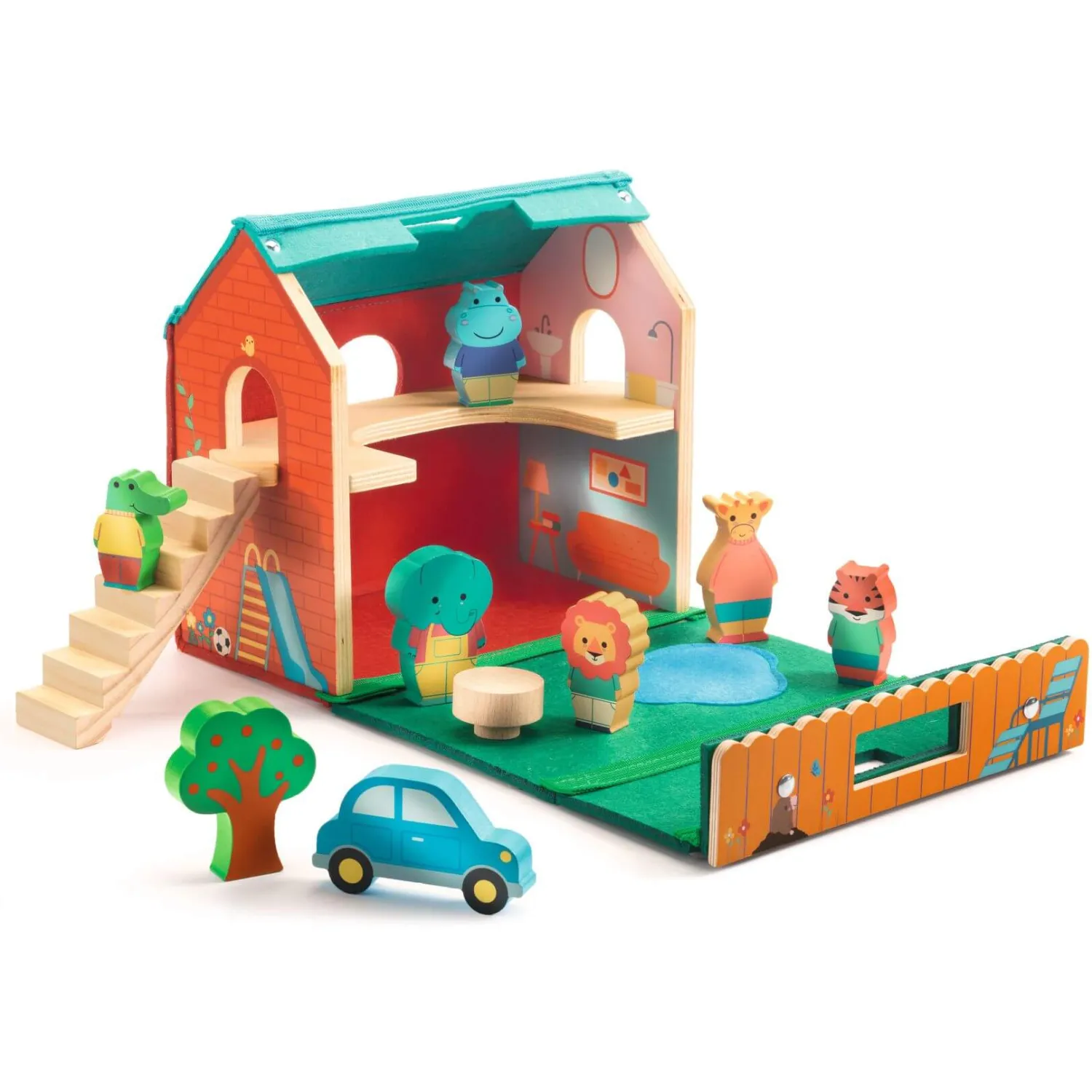 Djeco Drewniany domek z figurkami SOFTIHOUSE
