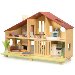 Mentari Drewniany dwupiętrowy domek dla lalek Cedar Chalet