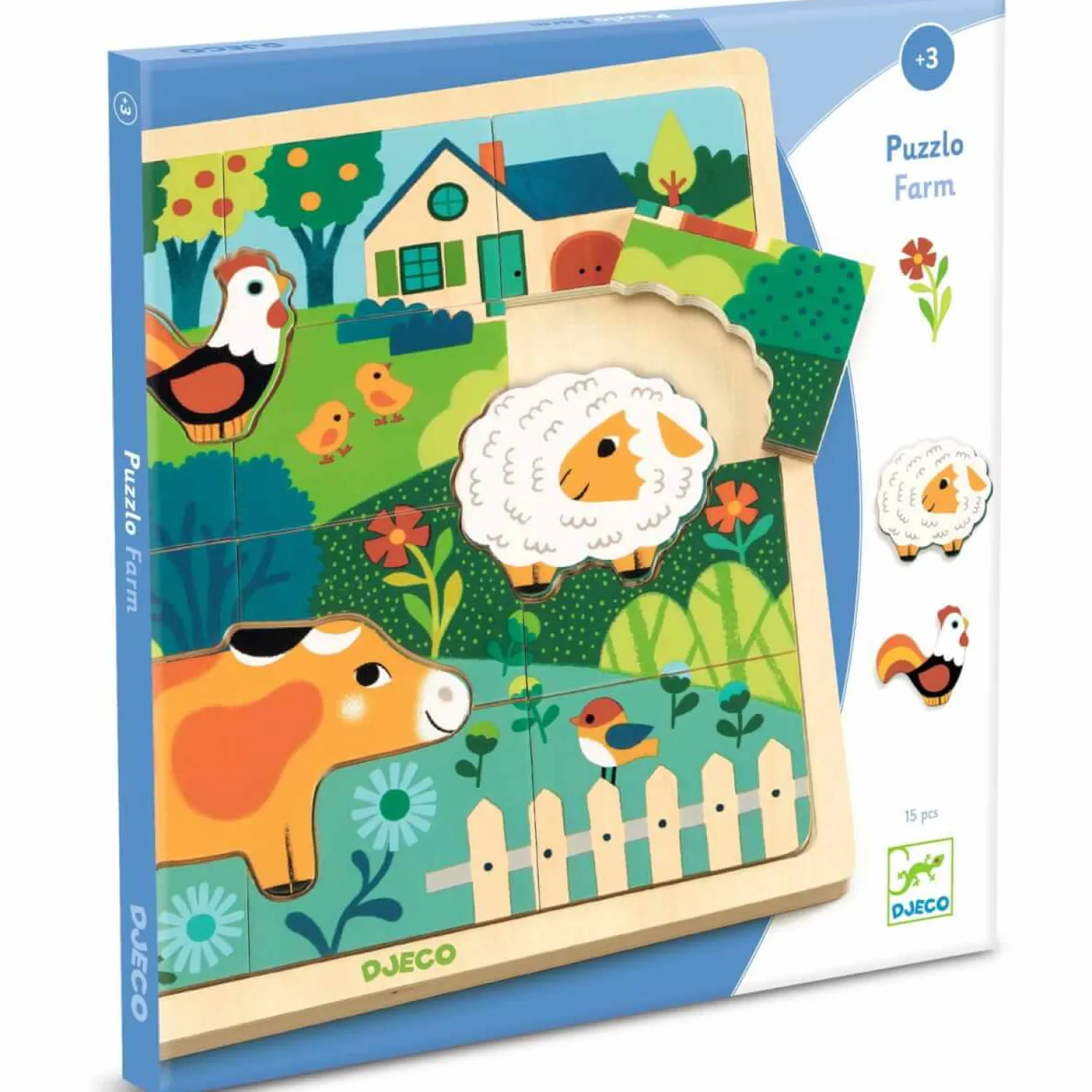 Djeco Edukacyjne puzzle drewniane FARMA