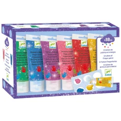 Djeco Farby do malowania palcami brokatowe, 6x 75 ml