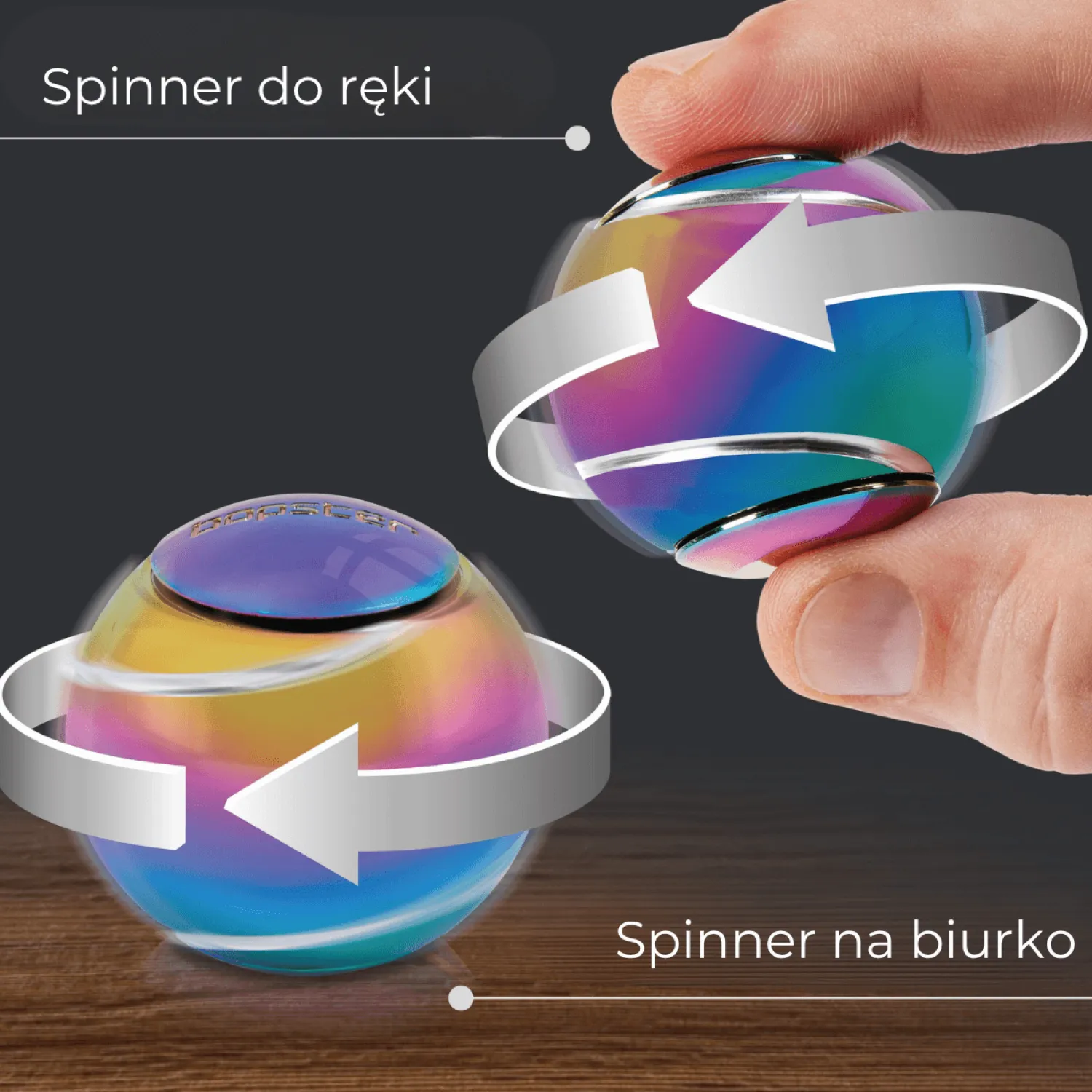 Bopster Fidget Spinner, Spin Ball - Wielokolorowy, Metaliczny