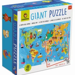 Ludattica GIGANT PUZZLE - puzzle podłogowe - MAPA ZWIERZĘTA ŚWIATA