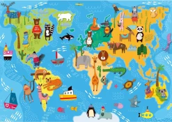 Ludattica GIGANT PUZZLE - puzzle podłogowe - MAPA ZWIERZĘTA ŚWIATA