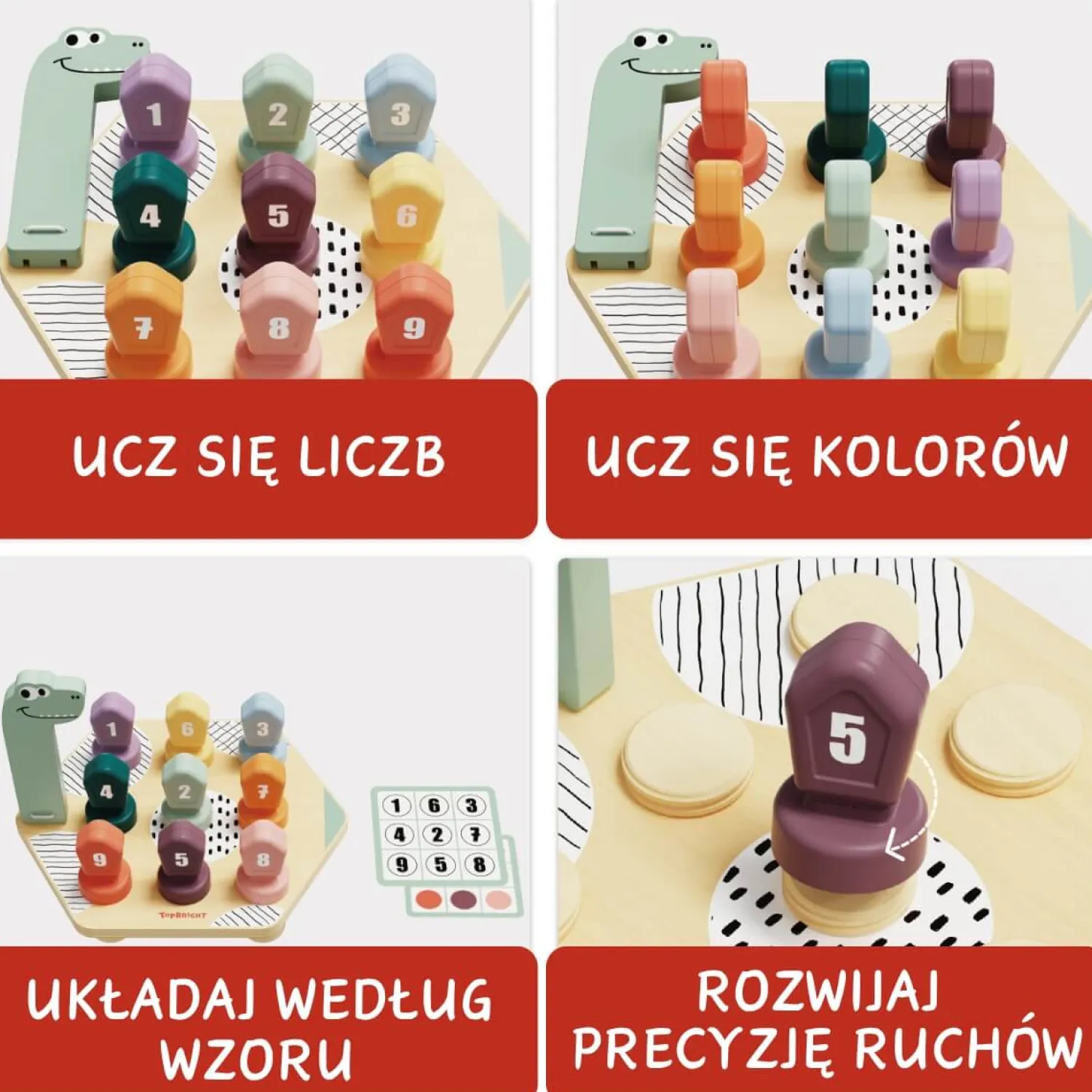 TOPBRIGHT Gra do nauki kolorów i liczb Dino, 36m+