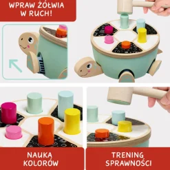 TOPBRIGHT Gra motoryczna Żółw, drewniana wbijanka, 18m+