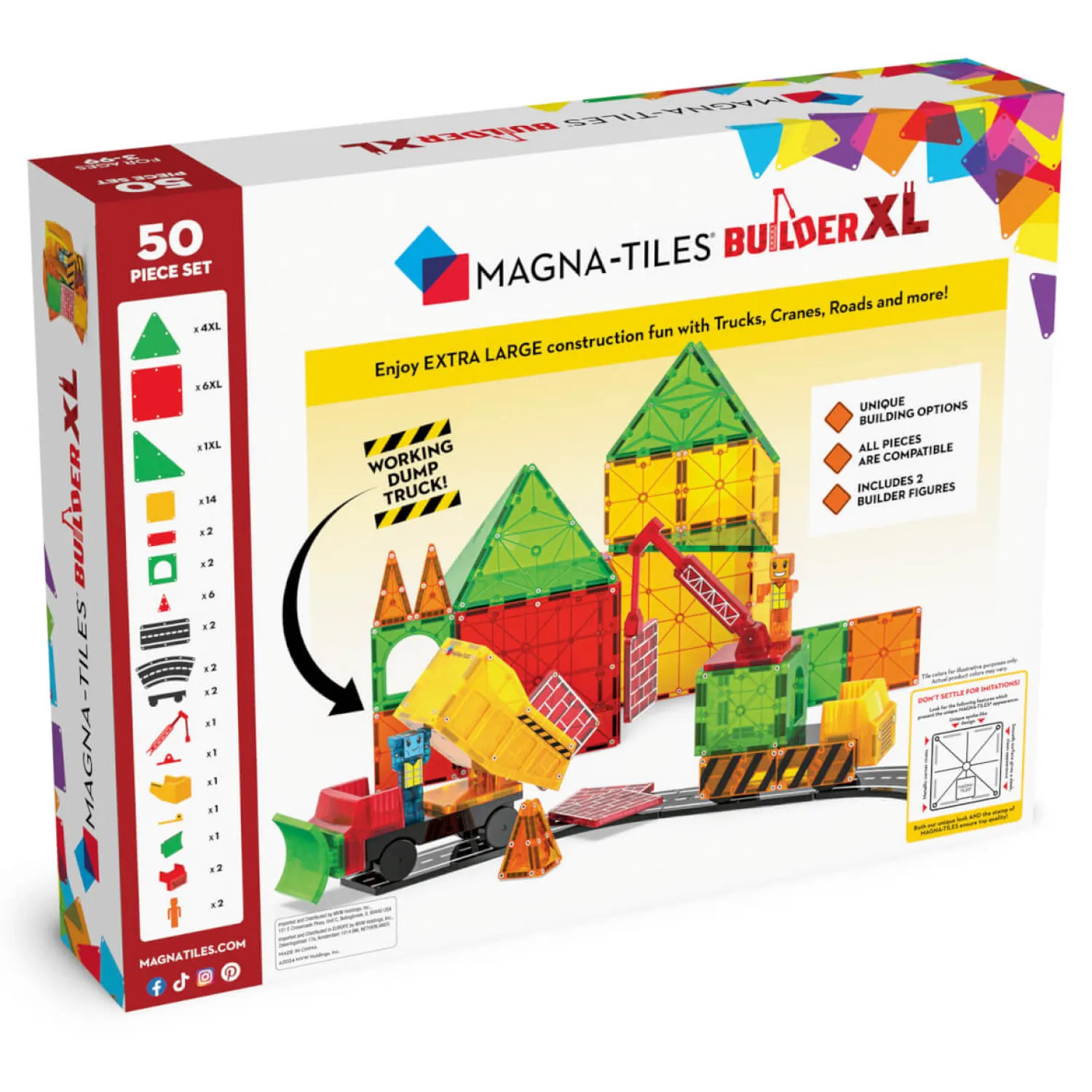 Magna-Tiles Klocki Magnetyczne Builder XL 50 el.