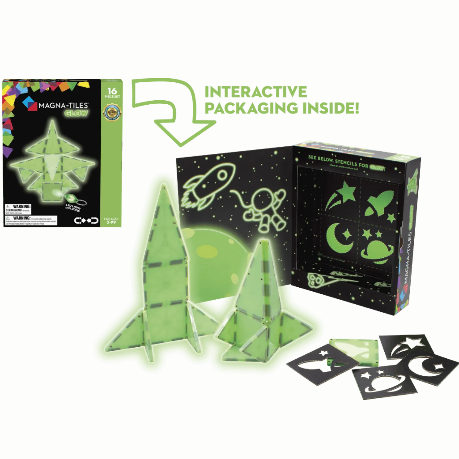 Magna-Tiles Klocki magnetyczne Glow 16 el.