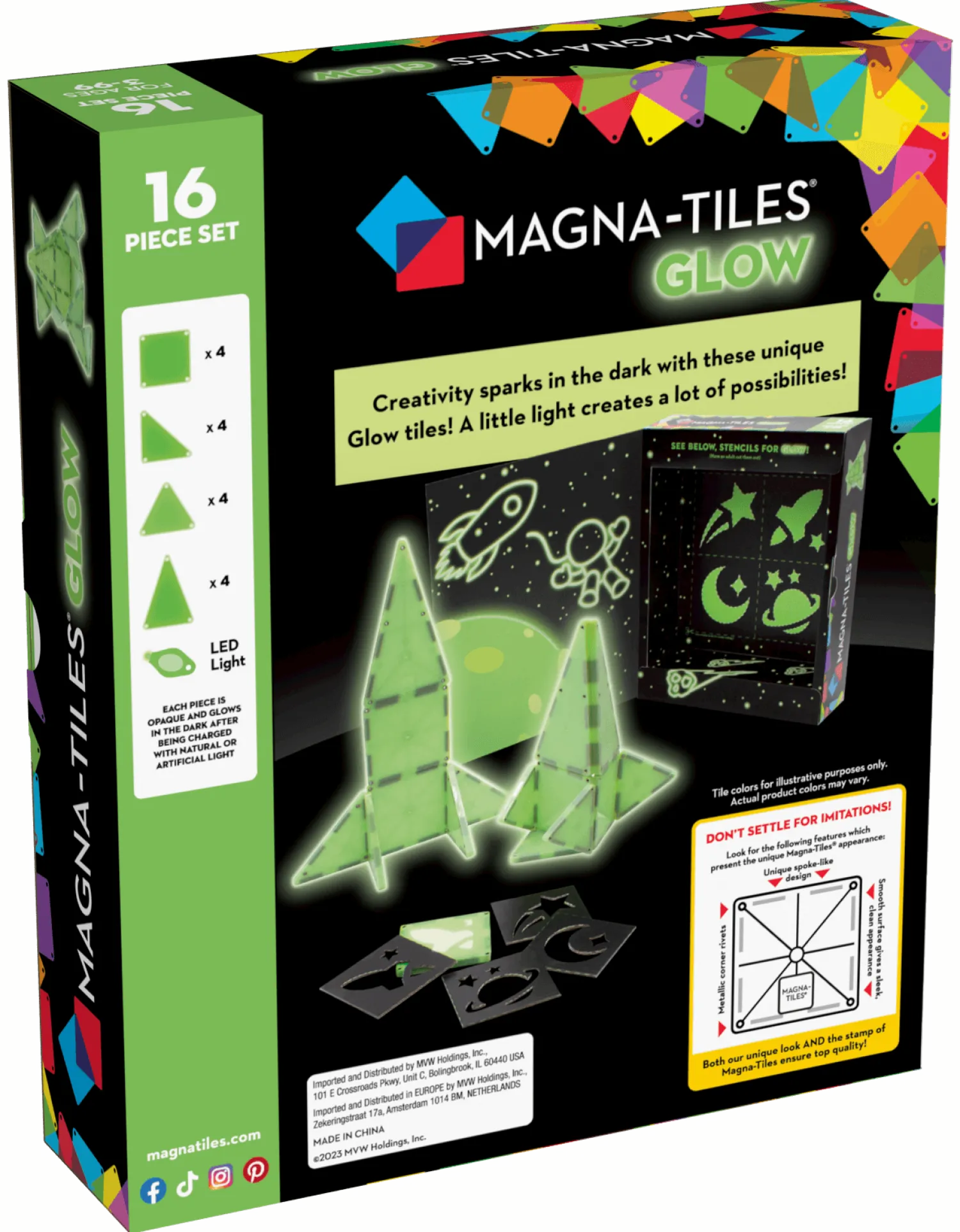 Magna-Tiles Klocki magnetyczne Glow 16 el.
