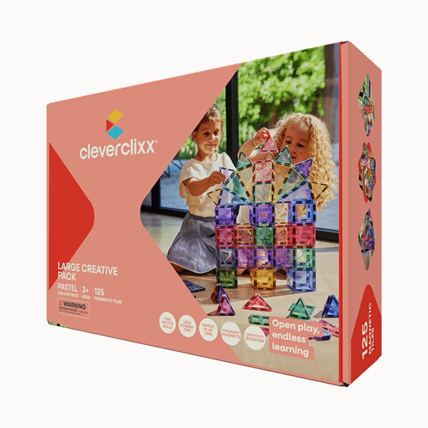 Cleverclixx Klocki magnetyczne Large Creative Pack Pastel - 125 el.