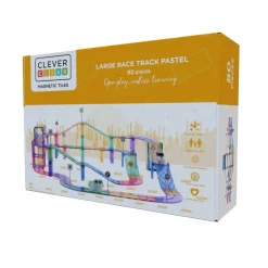 Cleverclixx Klocki magnetyczne Large Race Track Pastel - 80 el.