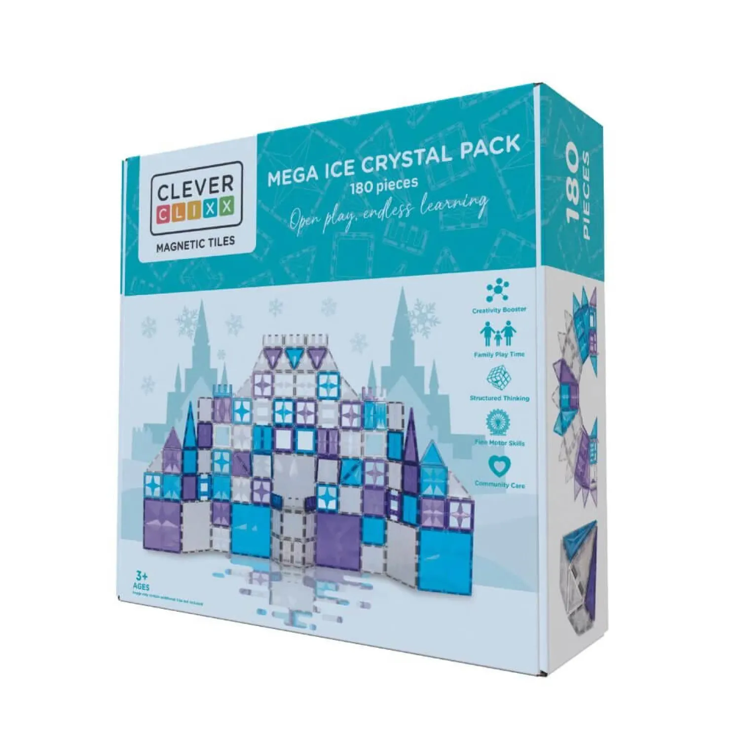 Cleverclixx Klocki magnetyczne Mega Ice Crystal Pack - 180 el.