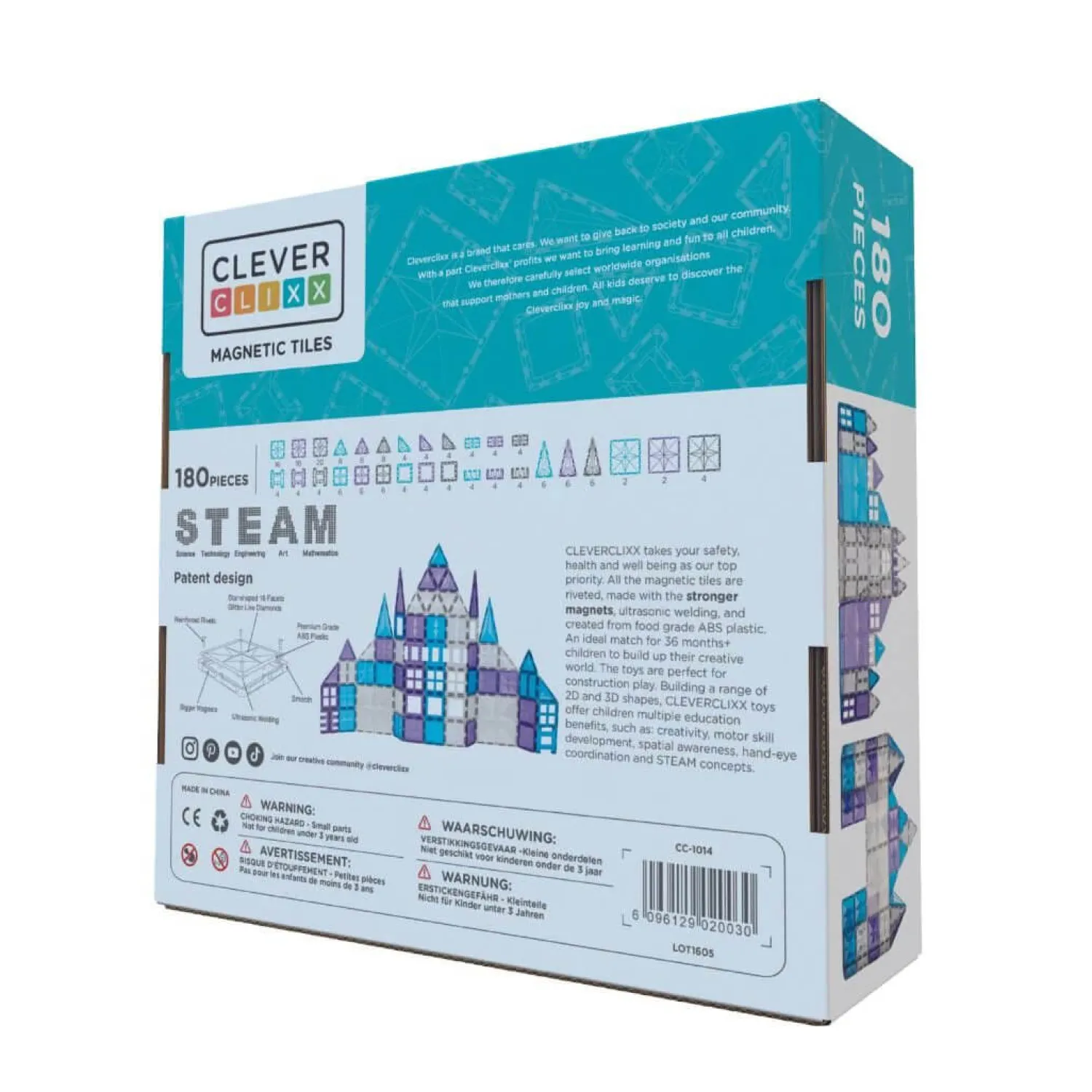 Cleverclixx Klocki magnetyczne Mega Ice Crystal Pack - 180 el.