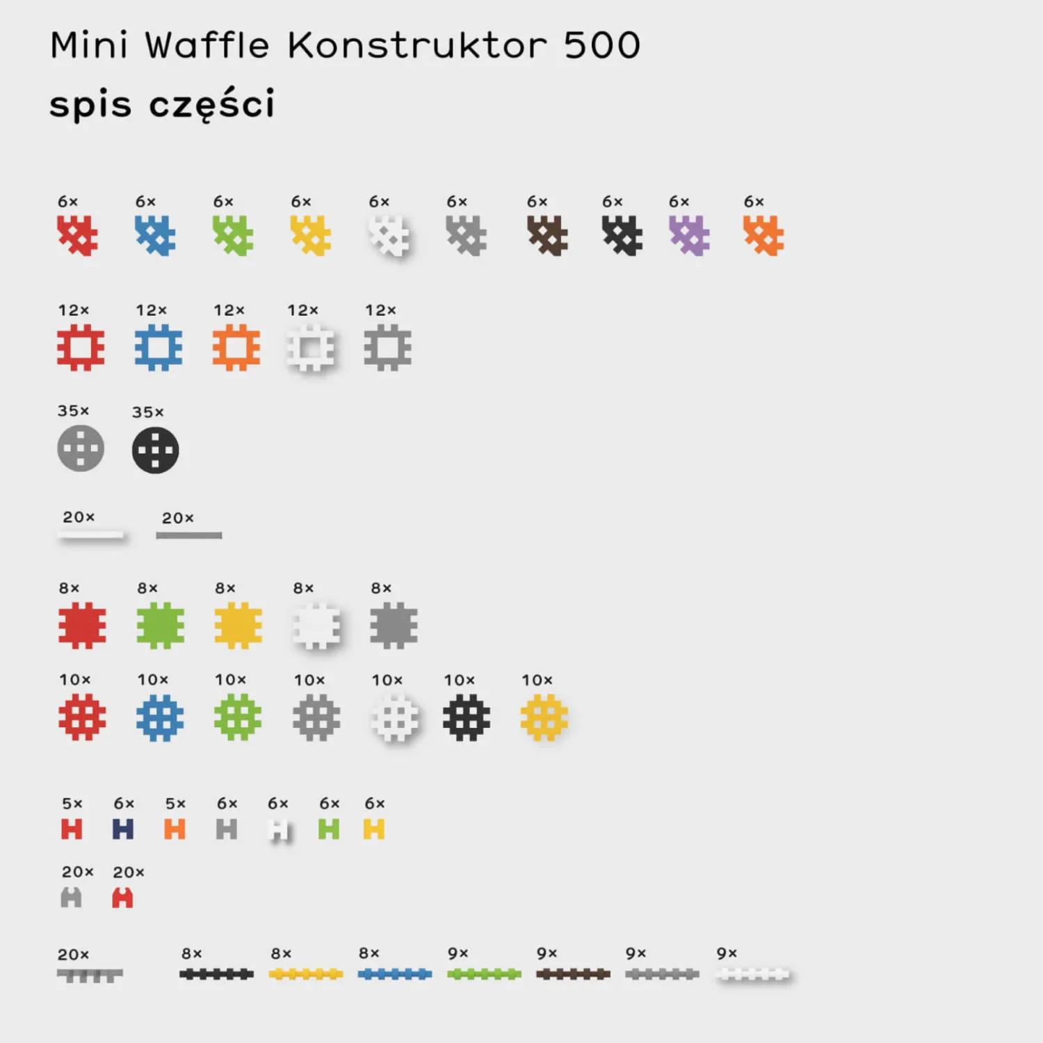 Marioinex Klocki Waffle MINI Konstruktor 500 szt.