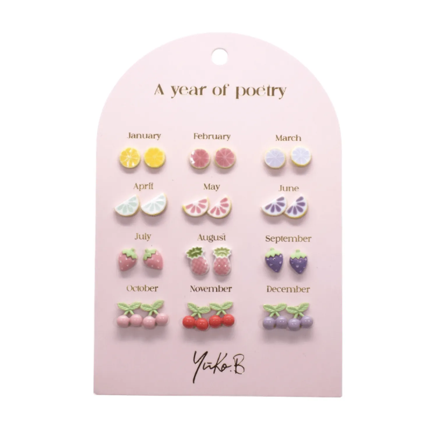 Yuko B. Kolczyki „ROK POEZJI” - Owoce, 12 par