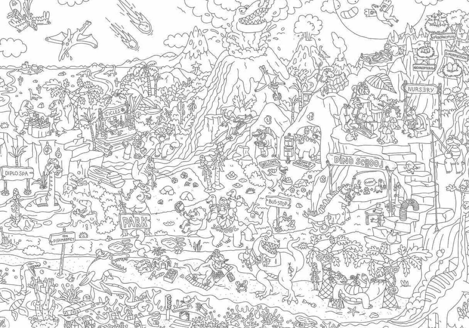 OMY Kolorowanka 100x70cm DINOZAURY
