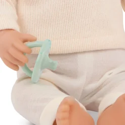 LullaBaby Lalka niemowlę chłopiec z włosami i smoczkiem, w dwuczęściowym ubranku - blondyn