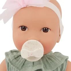 LullaBaby Lalka niemowlę ze smoczkiem, w muślinowym ubranku i opasce