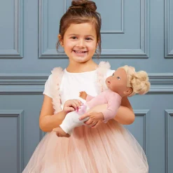 LullaBaby Lalka niemowlę z włosami i smoczkiem, w dwuczęściowym ubranku - blondynka