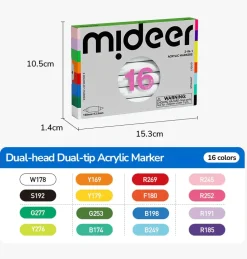 Mideer Markery akrylowe dwustronne 2w1 - 16 kolory