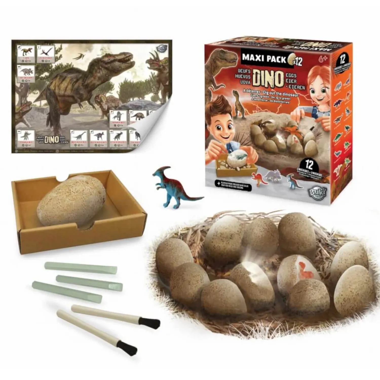 Buki Mega paka jajek dinozaura - 12 sztuk