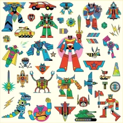 Djeco Metaliczne naklejki ROBOTY