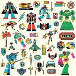 Djeco Metaliczne naklejki ROBOTY