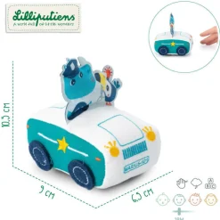 Lilliputiens Miękkie auto z napędem pull-back Nosorożec Marius 18 m+