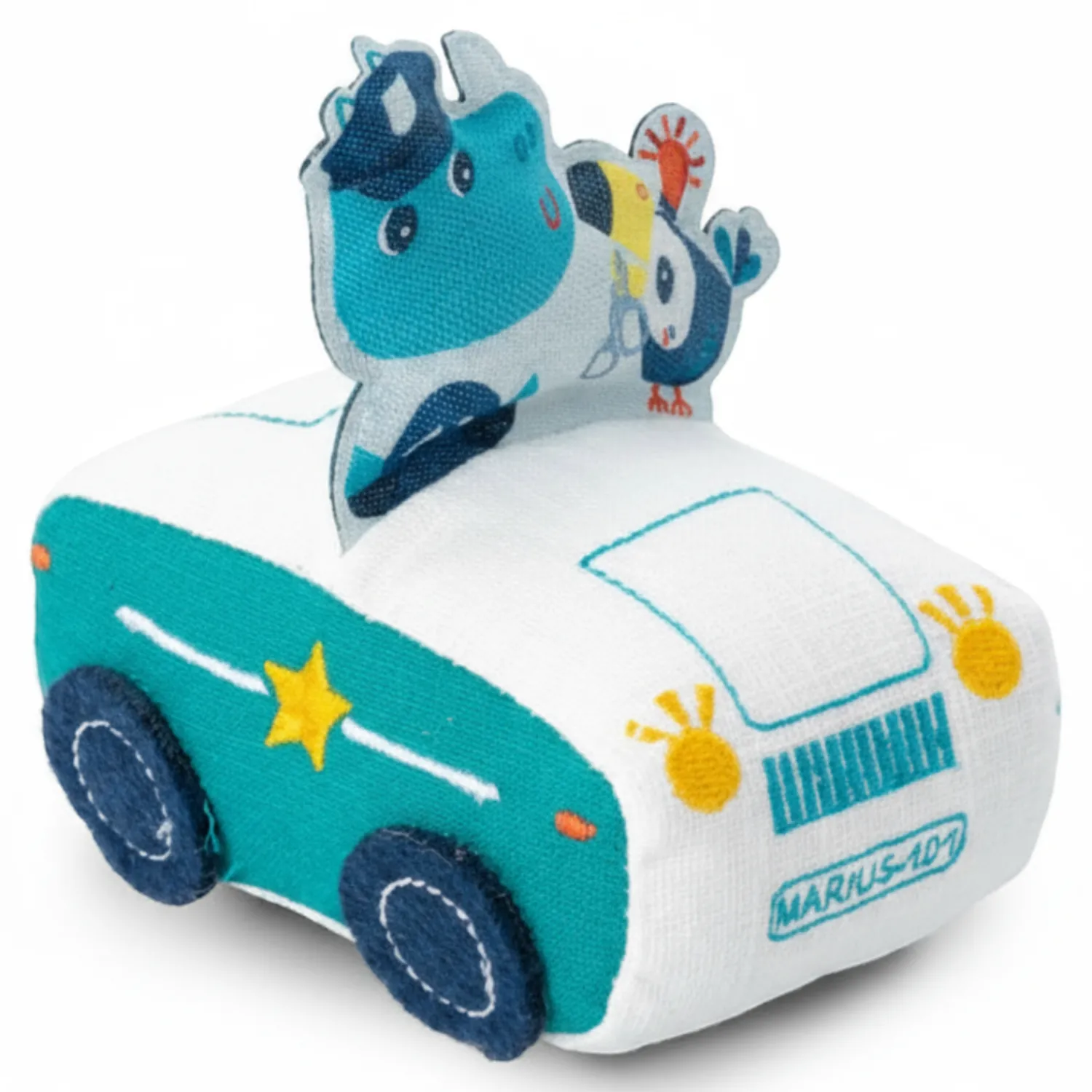 Lilliputiens Miękkie auto z napędem pull-back Nosorożec Marius 18 m+