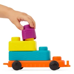B.Toys Miękkie klocki sensoryczne z WAGONIKAMI - Buildin’ Squishies