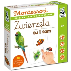 Kapitan Nauka Montessori. Karty sensoryczne z książeczką. Zwierzęta tu i tam