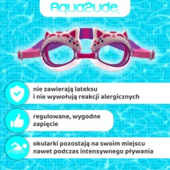 Bling2o Okulary do pływania Aqua2ude - Kotek różowy 3+