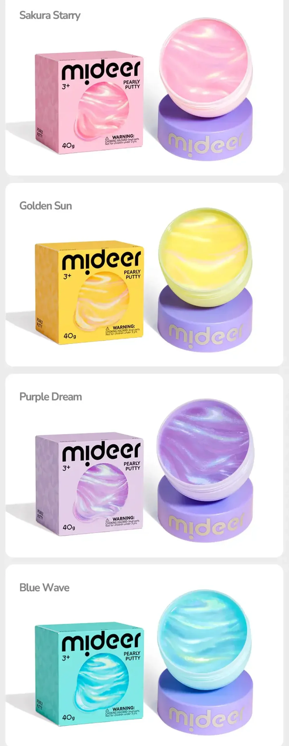 Mideer Perłowa masa sensoryczna Pearly Putty - purple dream