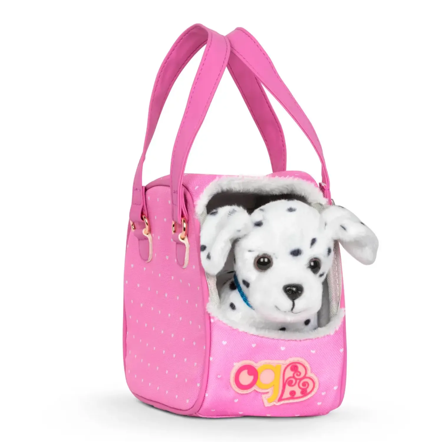 OurGeneration Piesek DALMATYŃCZYK w torebce – Hop in Dog Carrier