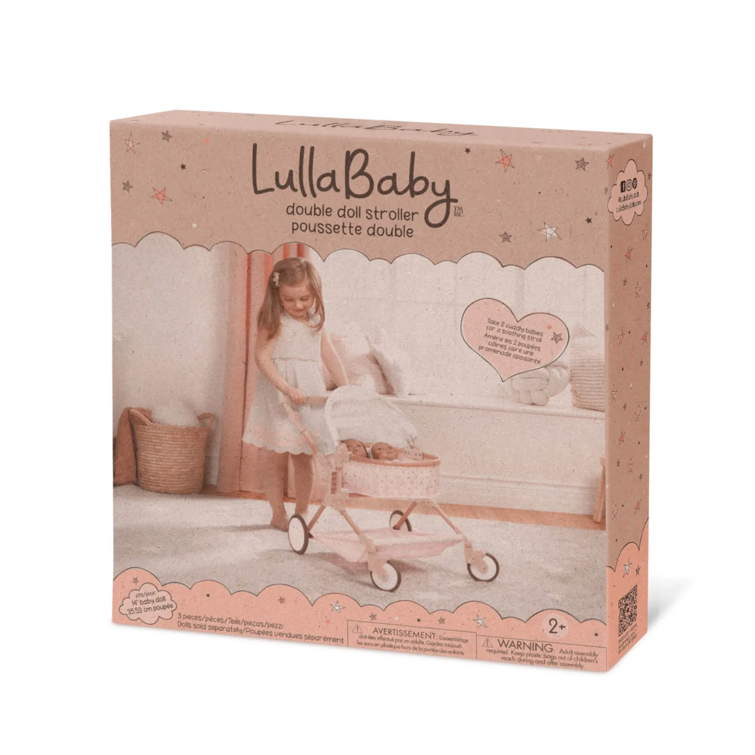 LullaBaby Podwójny głęboki WÓZEK dla lalek