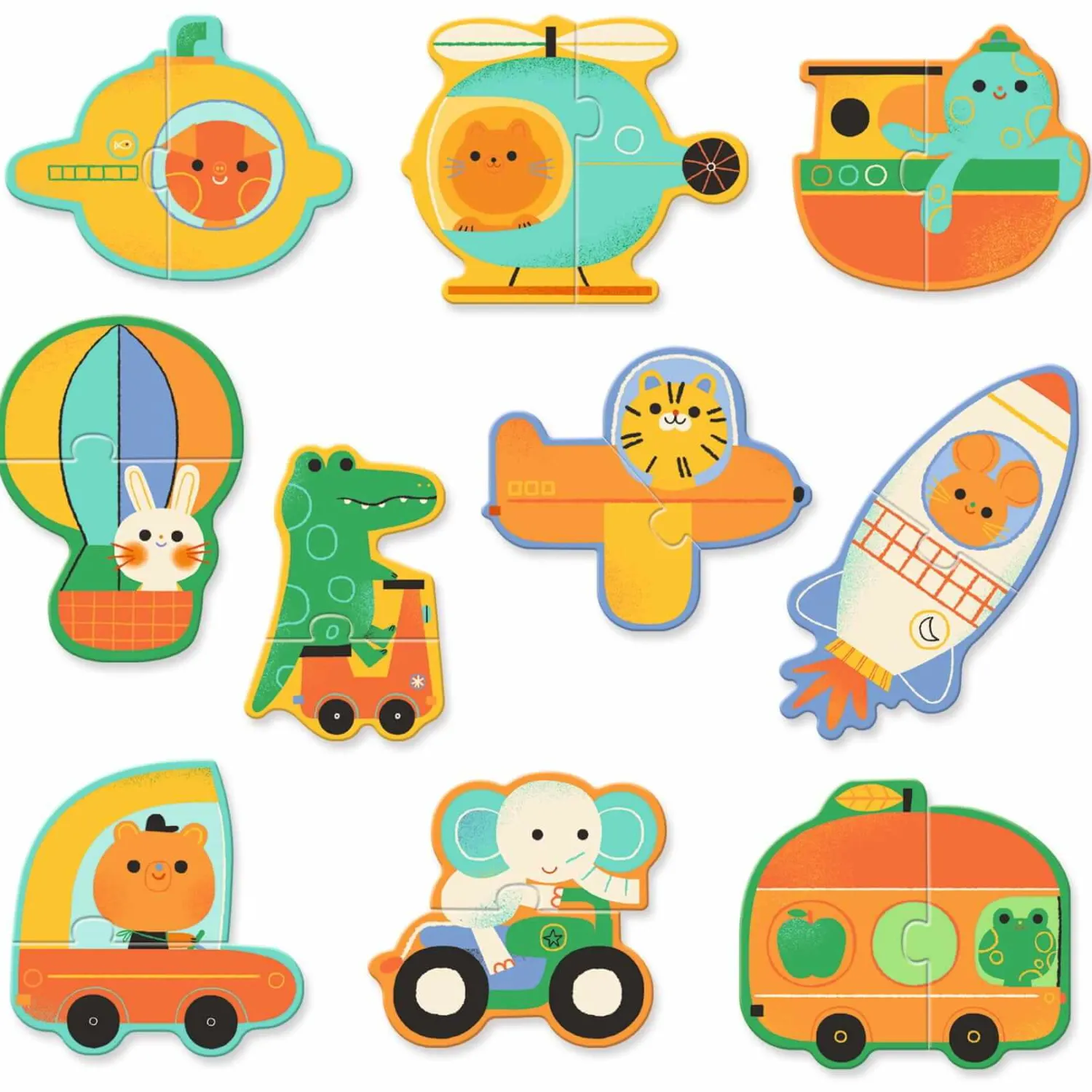 Djeco Puzzle duo POJAZDY