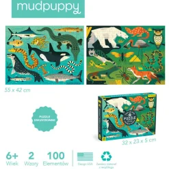 Mudpuppy Puzzle dwustronne Drapieżniki lądowe i wodne 100 elementów 6+