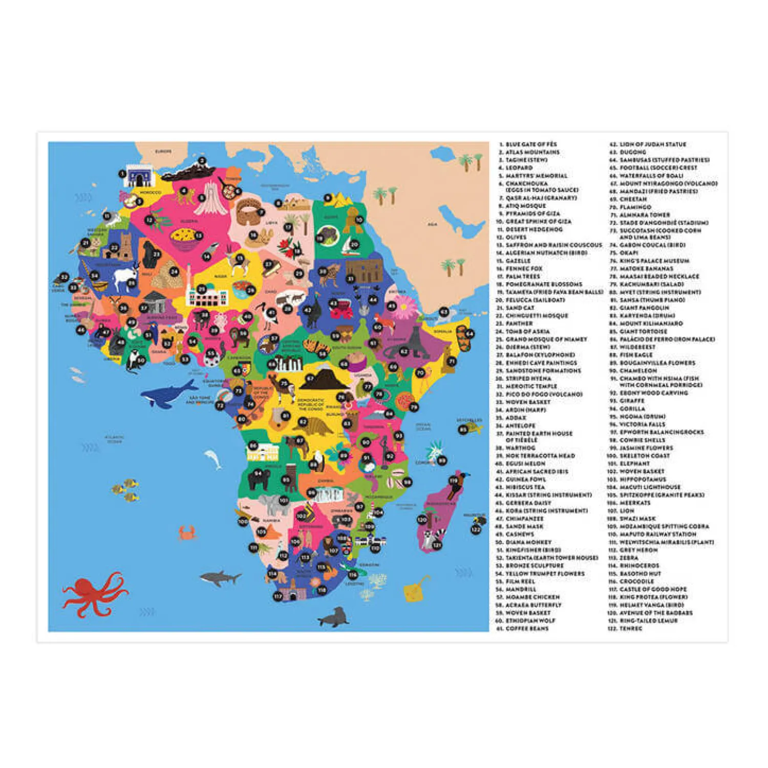 Mudpuppy Puzzle konturowe Mapa Afryki 70 elementów 5+