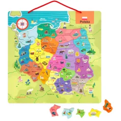 Janod Puzzle magnetyczne Mapa Polski 69 magnesów 7+